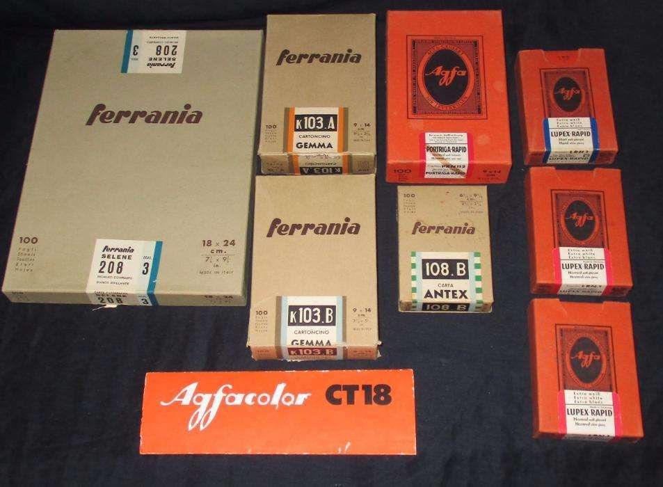 Caixas e album fotografia e slide Agfa Ferrania Kodak Minolta Vintage