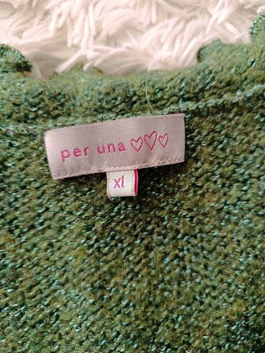 Sweter damski Per Una XL zielony butelkowy elegancki ciepły
