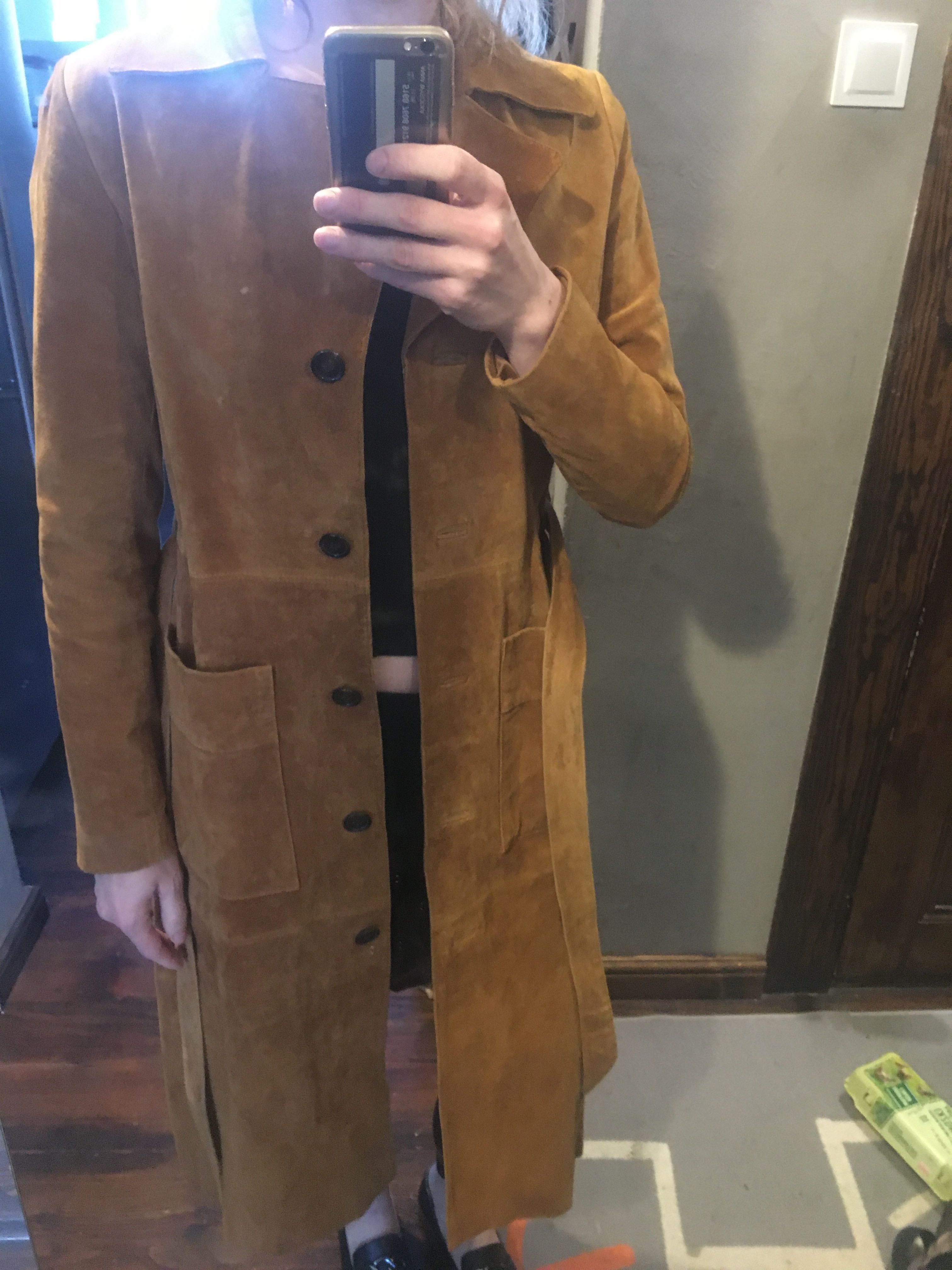 Płaszcz skórzany Stradivarius nowy camel brązowy L 40