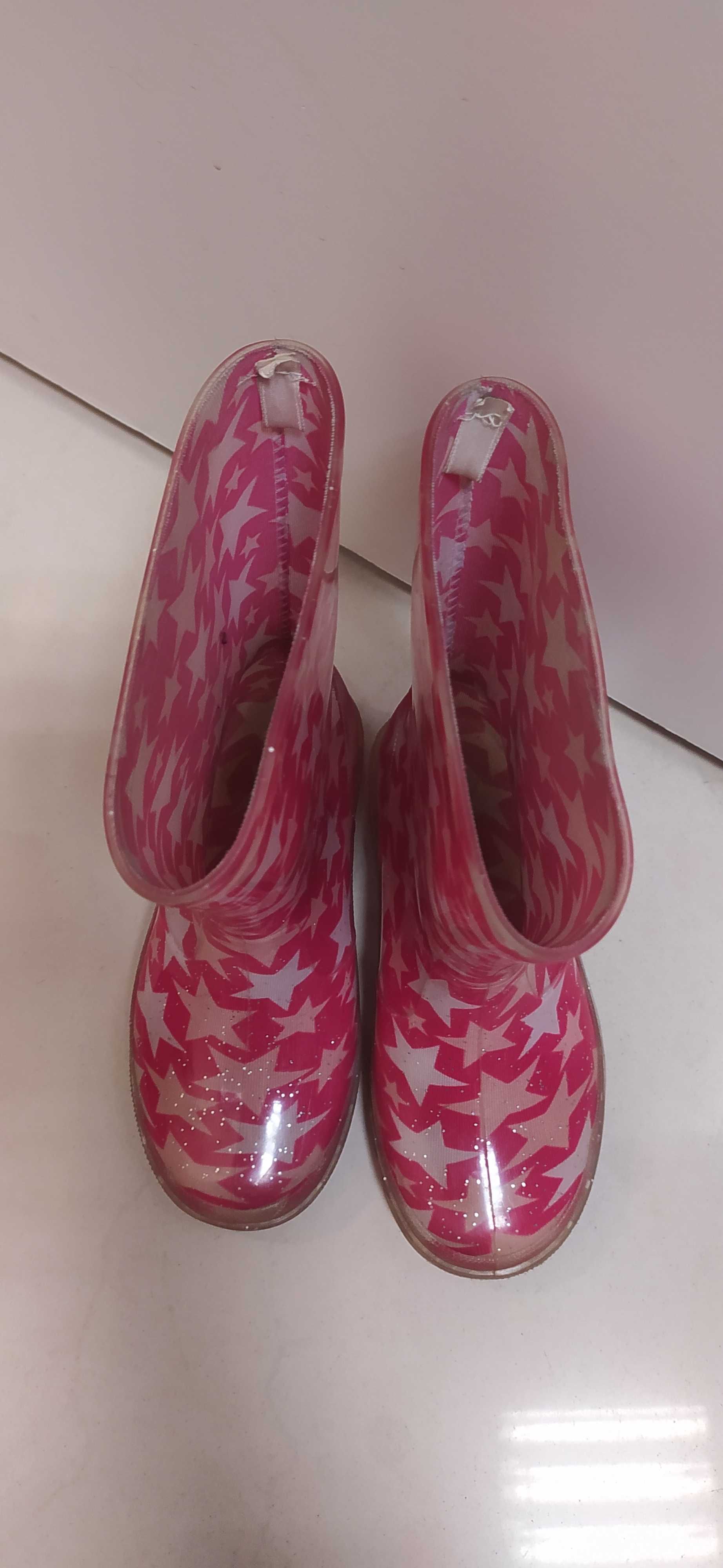 Kalosze dziecięce gumiaki buty r 29 różowe z brokatem
