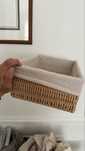 4 x kosz organizer pudełko Zara Home 10x28x20 len bawełna z wyściółką