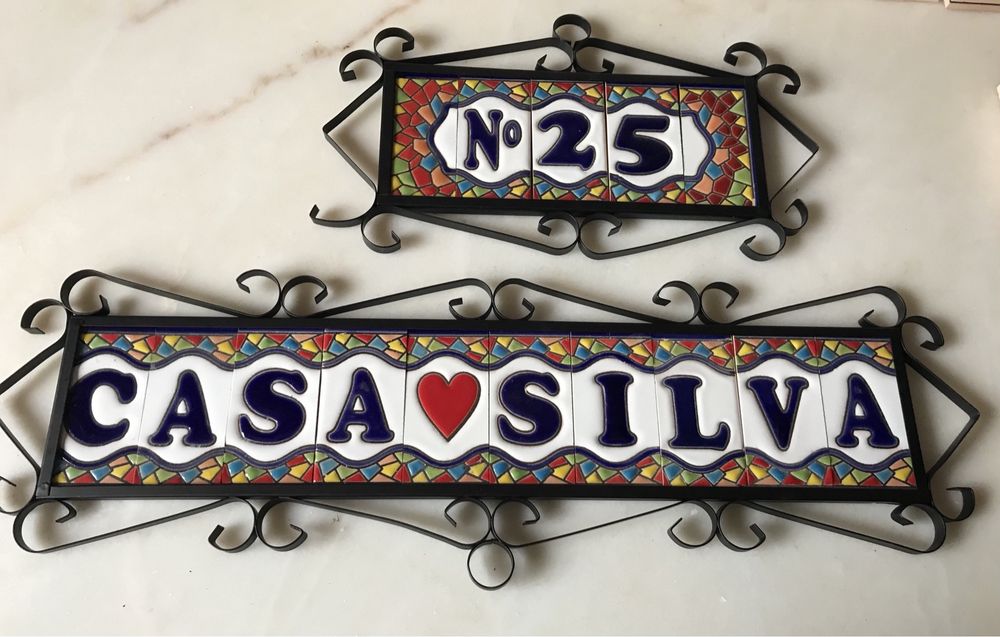 Letras e números em mosaico Gaudi e suportes- NOVO