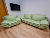 Sofa kanapa z dwoma fotelami zielona Kler