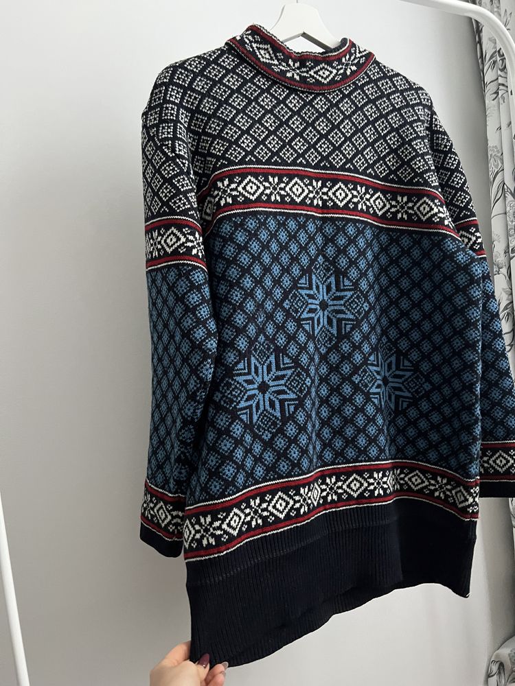 Sweter zimowy wełniany oversize M