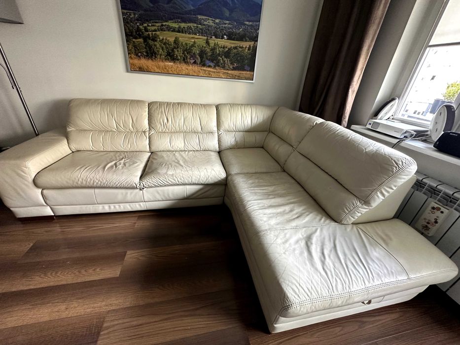 Narożnik skórzany z funkcją spania