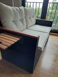 vidaXL Sofa ogrodowa z poduszkami, 2-osobowa, czarna, polirattan
