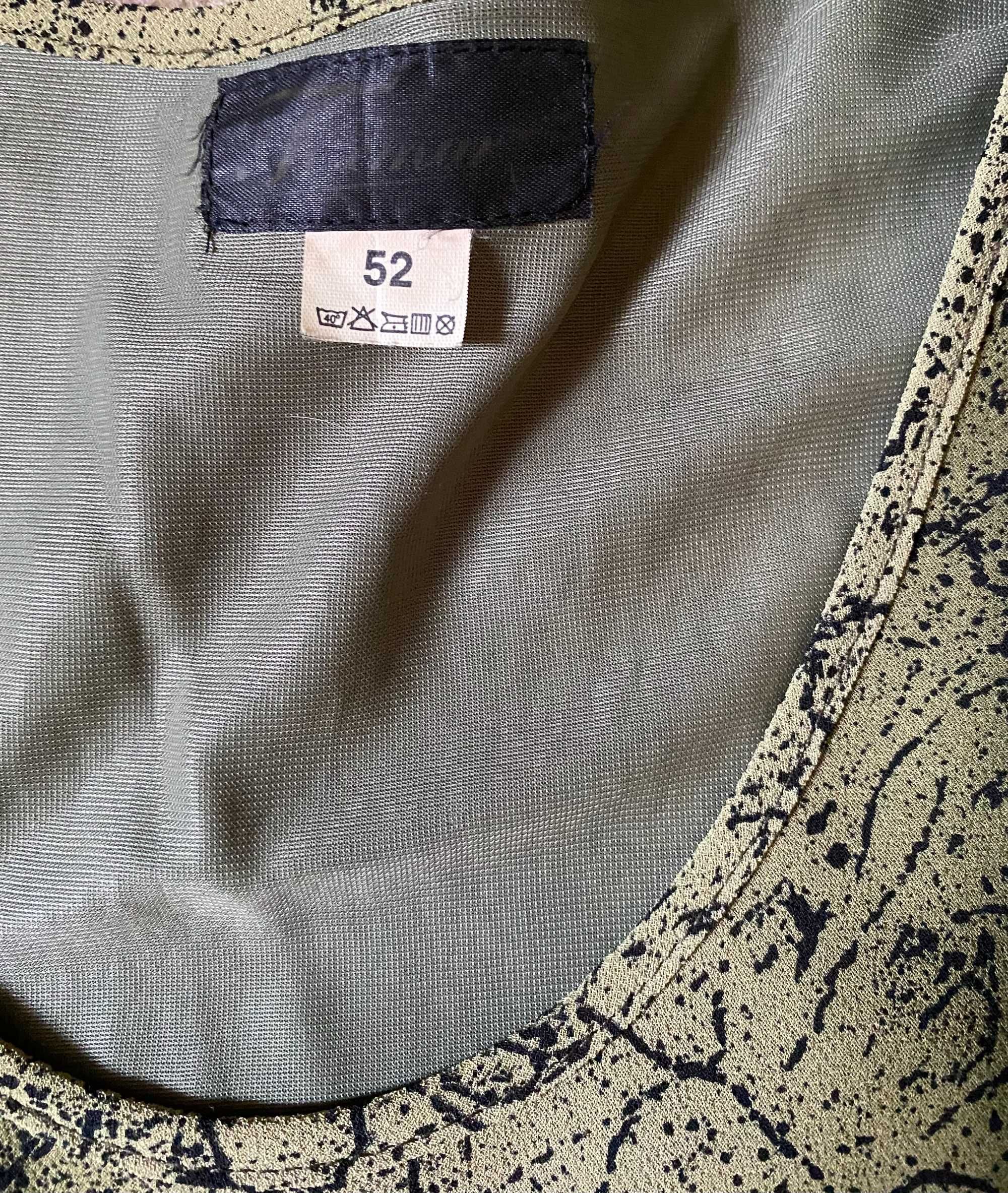 Sukienka długa maxi zielona we wzory narzutka vintage 44 XXL 46 XXXL