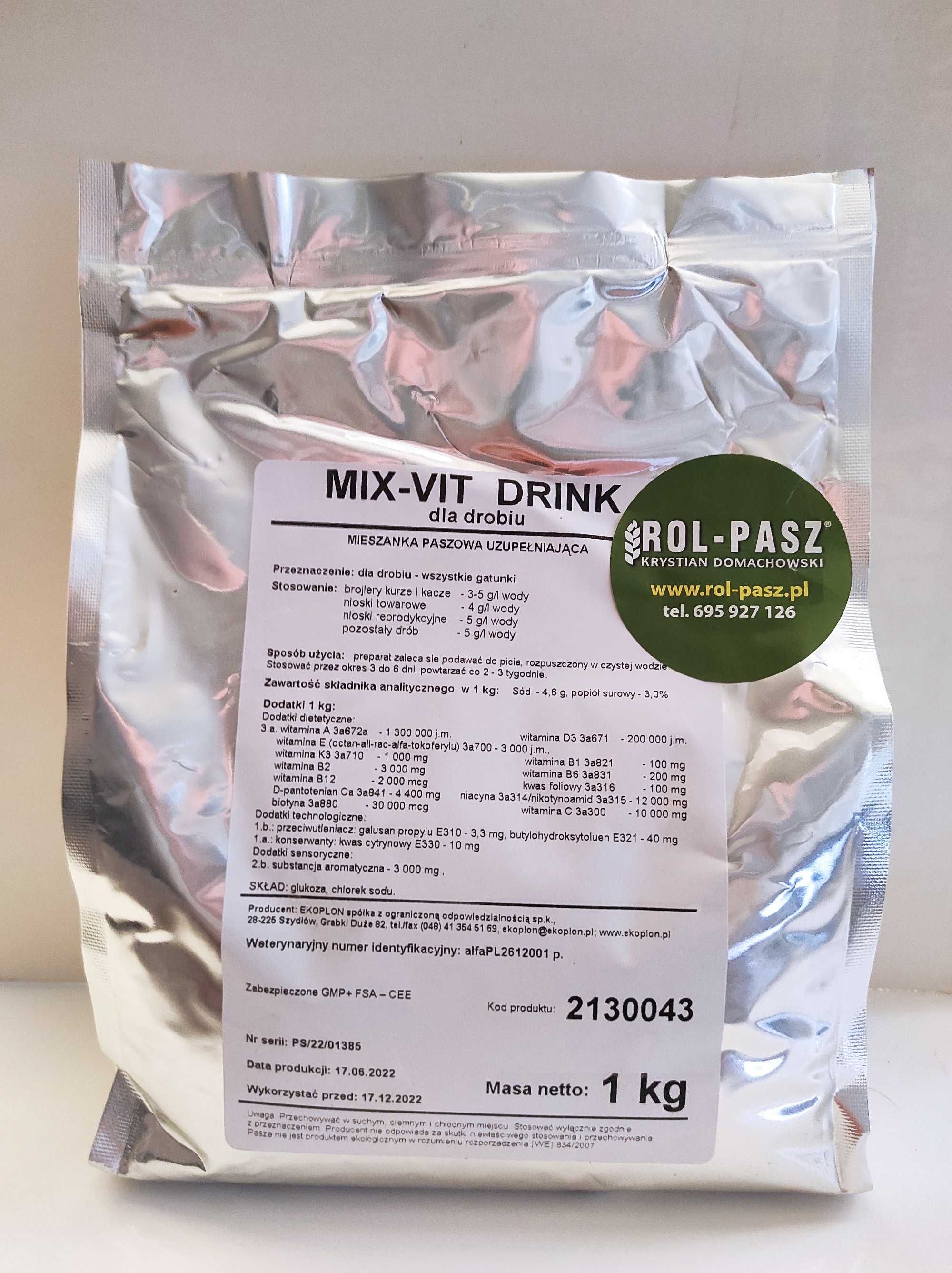 Witaminy dla kur kaczek indyków rozpuszczalne w wodzie Mix-Vit drink