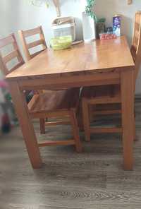 Stół + 4 krzesla lite drewno