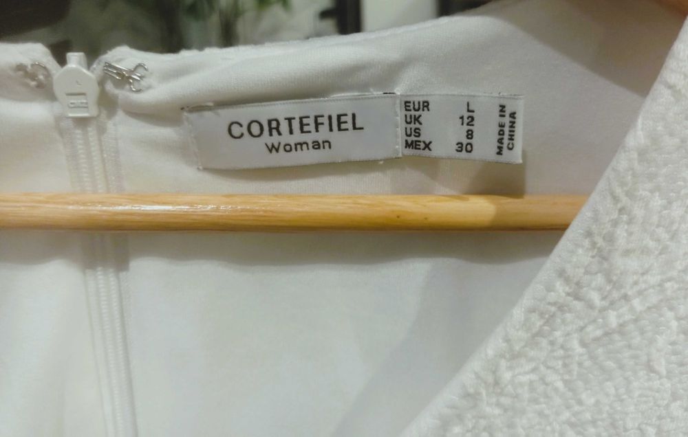 Vestido clássico branco opaco Cortefiel