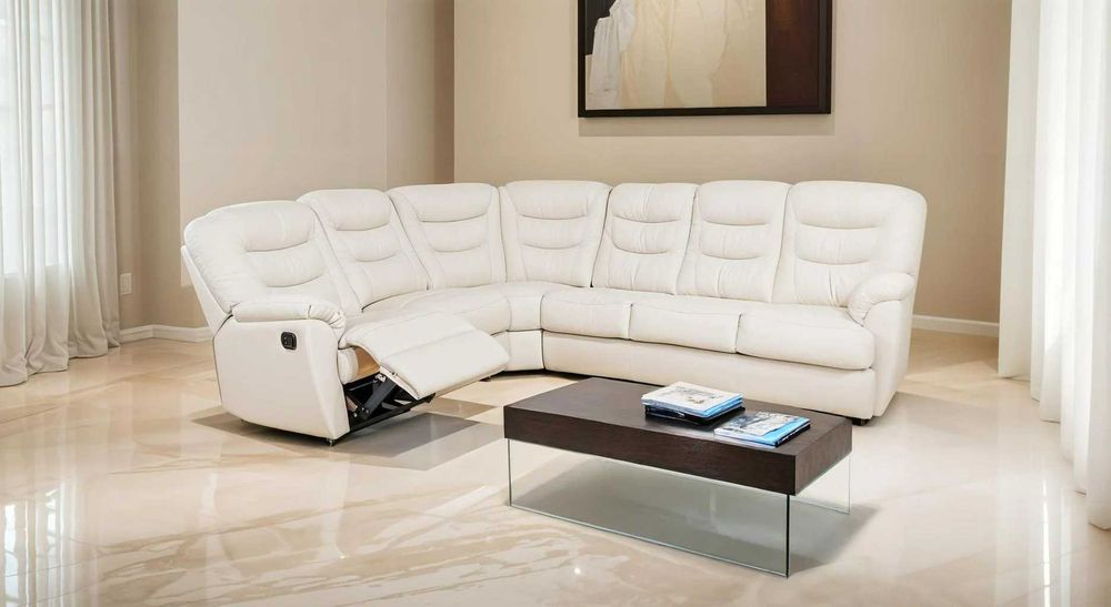 Nowoczesny narożnik Tania II 3×2 – skóra naturalna + ekoskóra