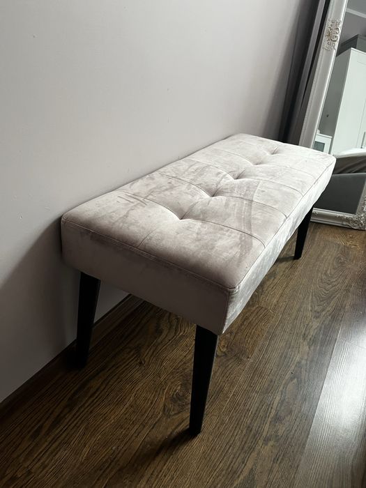 Ławeczka welurowa Agata Meble brudny róż