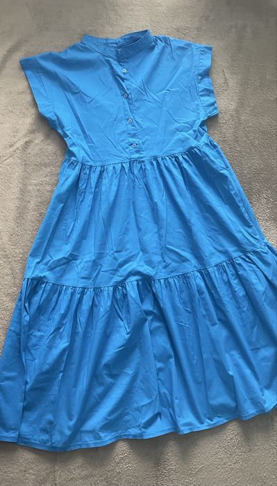 piękna włoska niebieska sukienka bawełniana