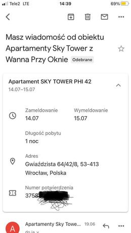 Apartament Sky Tower 14.07/15.07 - hydromasaż z panoramą Wrocławia.