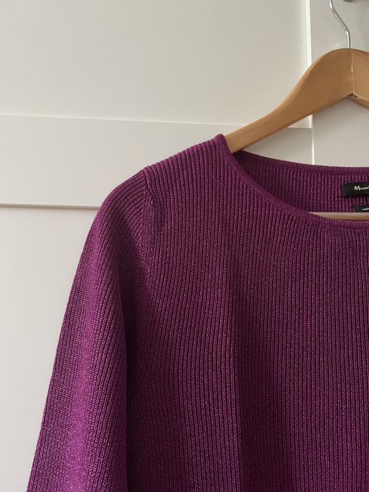 Fioletowy błyszczący sweter z metalizowaną nitką Massimo Dutti roz. S