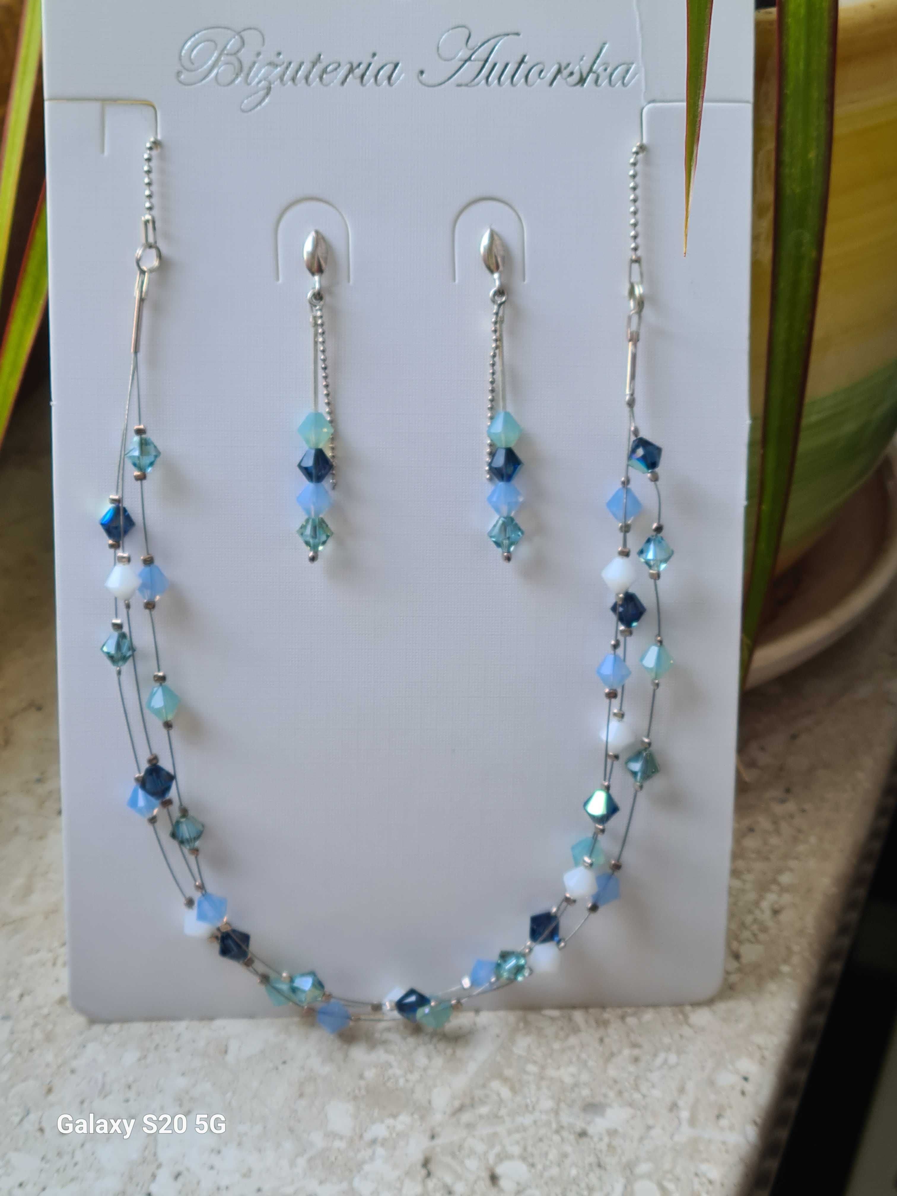 Zestaw naszyjnik i kolczyki kryształki Swarovski srebro