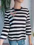 Wiskozowo, bawełniany sweter damski w paski 14/42/XL M&S