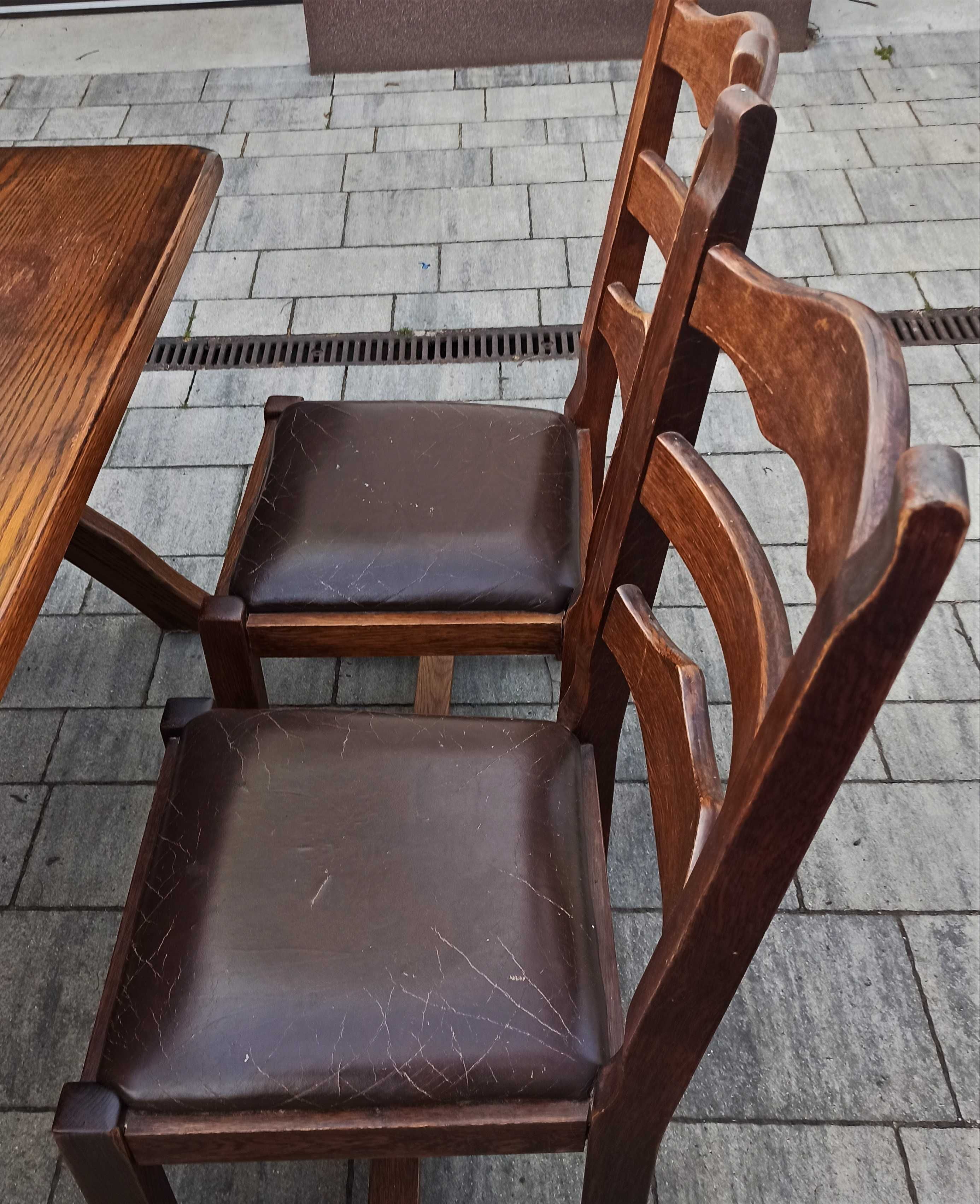Stół 4 krzesła meble holenderskie dębowe ANTYK