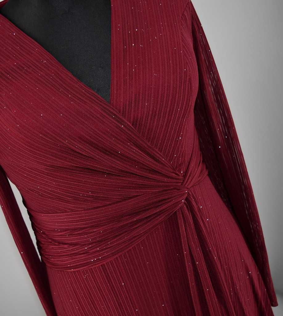 Elegancka sukienka bordowa 40/42 bordo delikatny połysk maxi