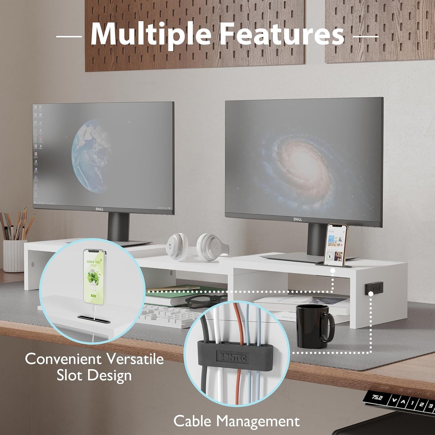 Podstawka pod 2 monitory BONTEC MTR-S3-WH BIAŁY
