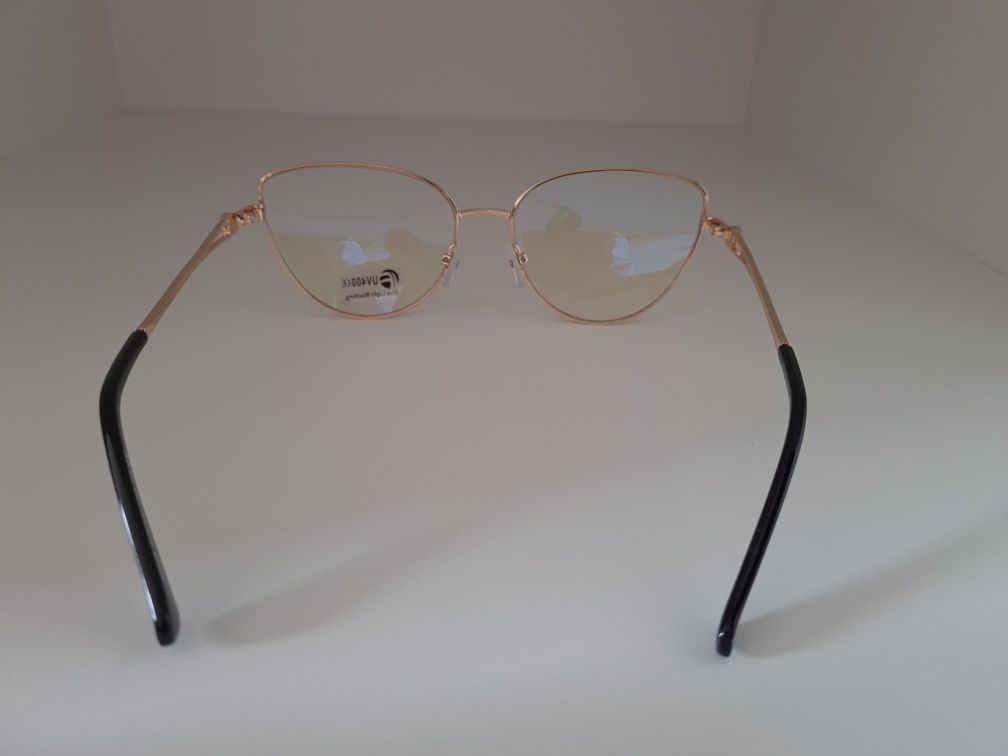Nowe Okulary Oprawki Aluminiowe Kocie Oczy Złote z Diamentem UV400