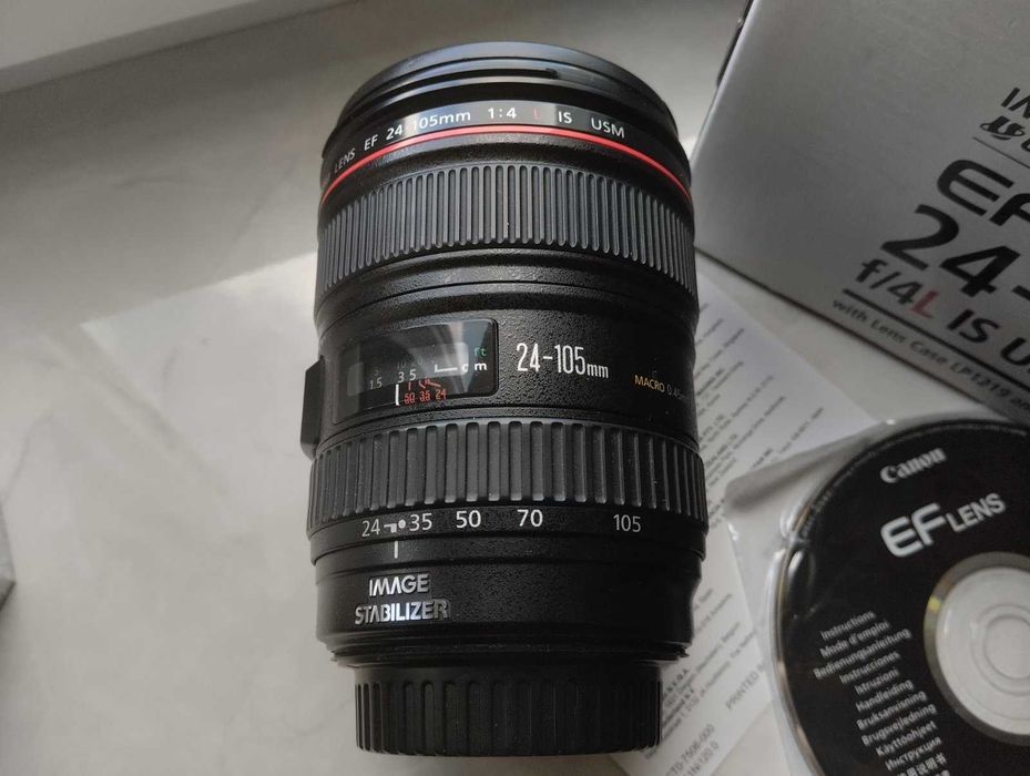 Canon EF 24-105mm f/4L IS USM. Коробка весь комплект