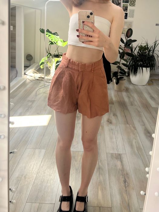 lniane szorty w łososiowym kolorze lato cute XS