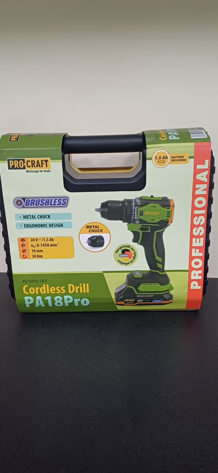 Шуруповерт акумуляторний Procraft PA18 Pro безщітковий, кейс, 1 АКБ