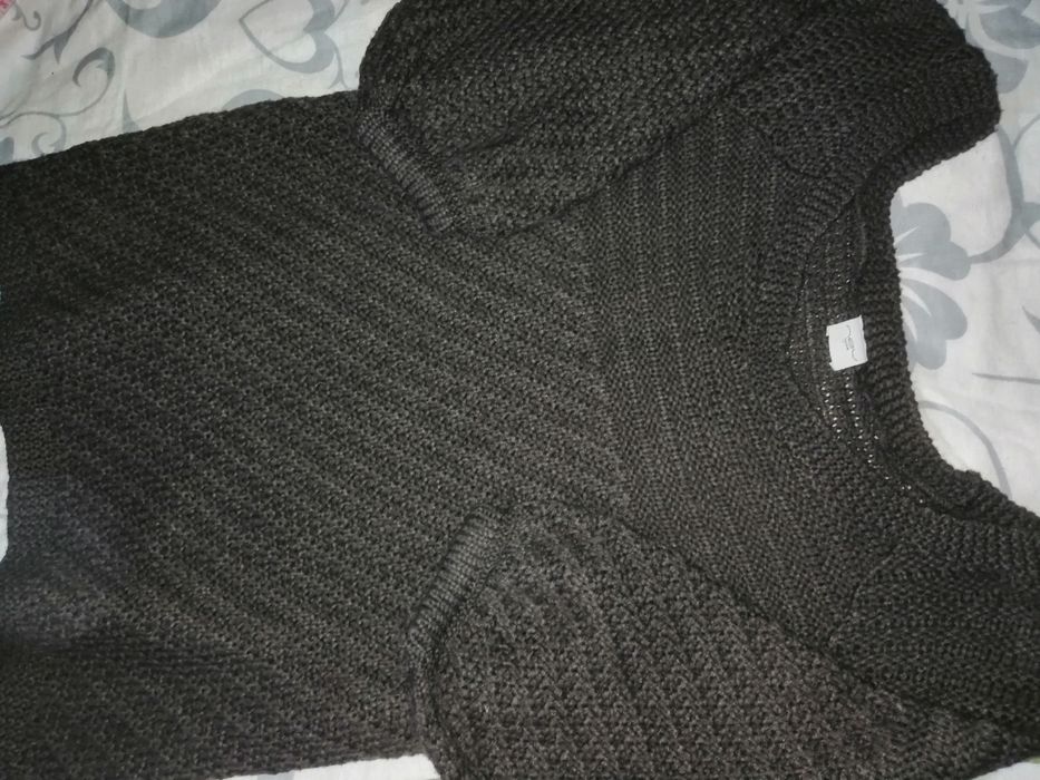 NEW LOOK czekoladowy sweter sweterek z balonowymi rękawami S m Xs