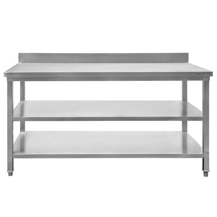 Stół gastronomiczny z rantem i 2 półkami Mega-M 180x60x85(H) - NOWY