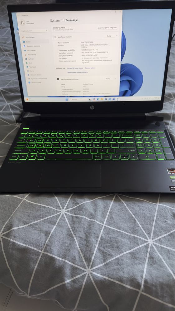 Laptop gamingowy HP Pavilion 16gb ram 512gb ryzen 5 4600h gtx1650