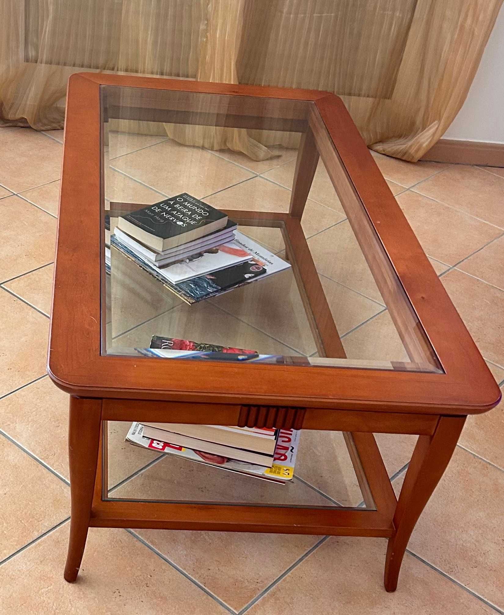 Móvel de TV em madeira maciça de cerejeira + mesa de centro + consola