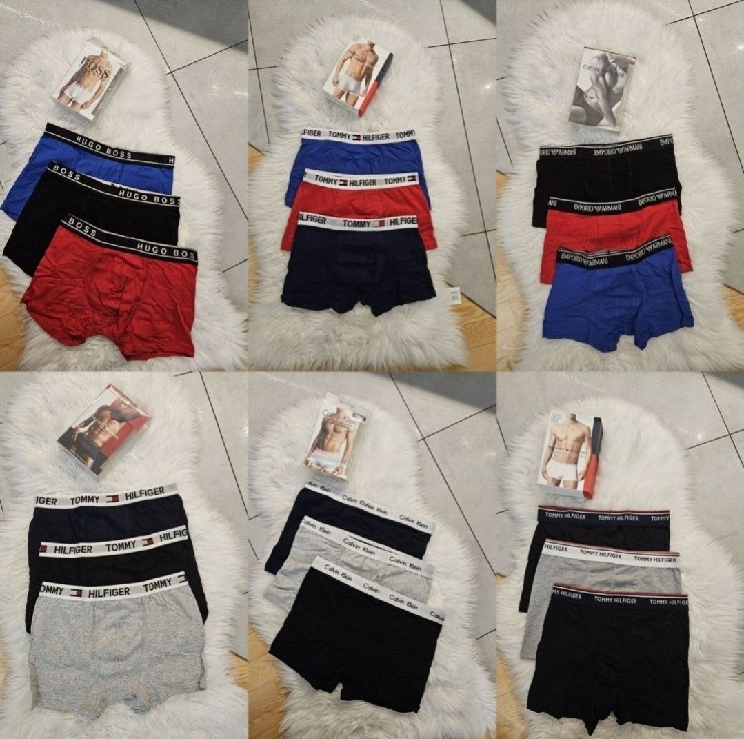Nowe Bokserki Męskie 3pak Tommy CK Armani Lacoste Gucci Hugo Boss