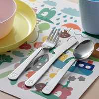 IKEA FABLER Набір столових приборів 3 ложка вилка дитячий ніж