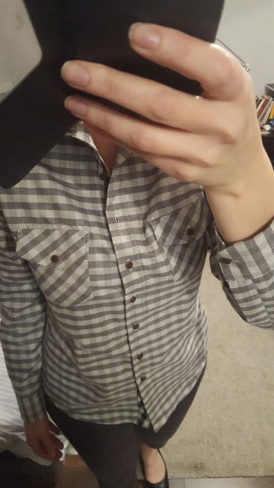 koszula Miss Alani r. M jasnoszara krata 100% bawełna kratka