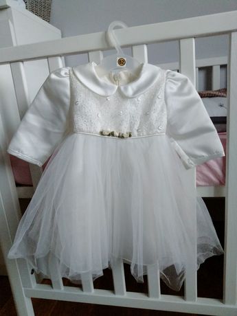Piękna sukienka do chrztu dla dziewczynki plus dodatki rozmiar 62