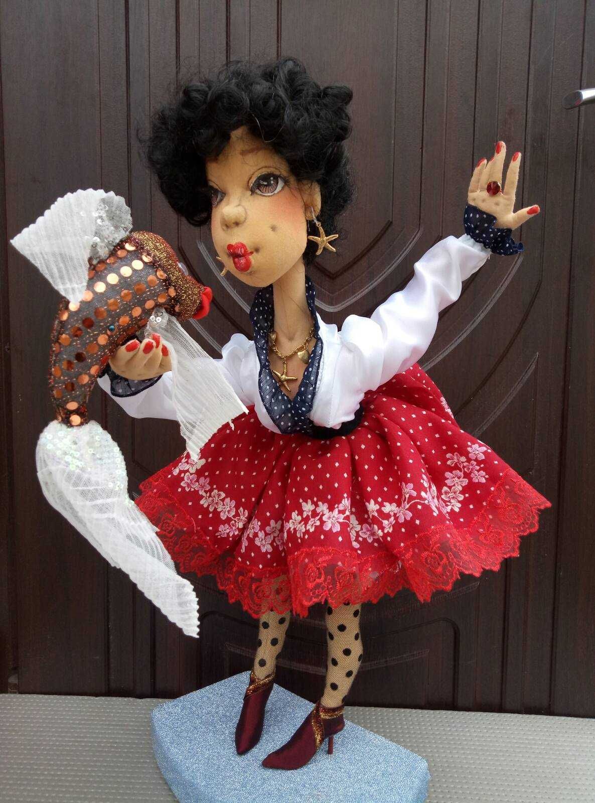 ЗОЛОТАЯ РЫБКА - текстильная интерьерная кукла - декор подарок