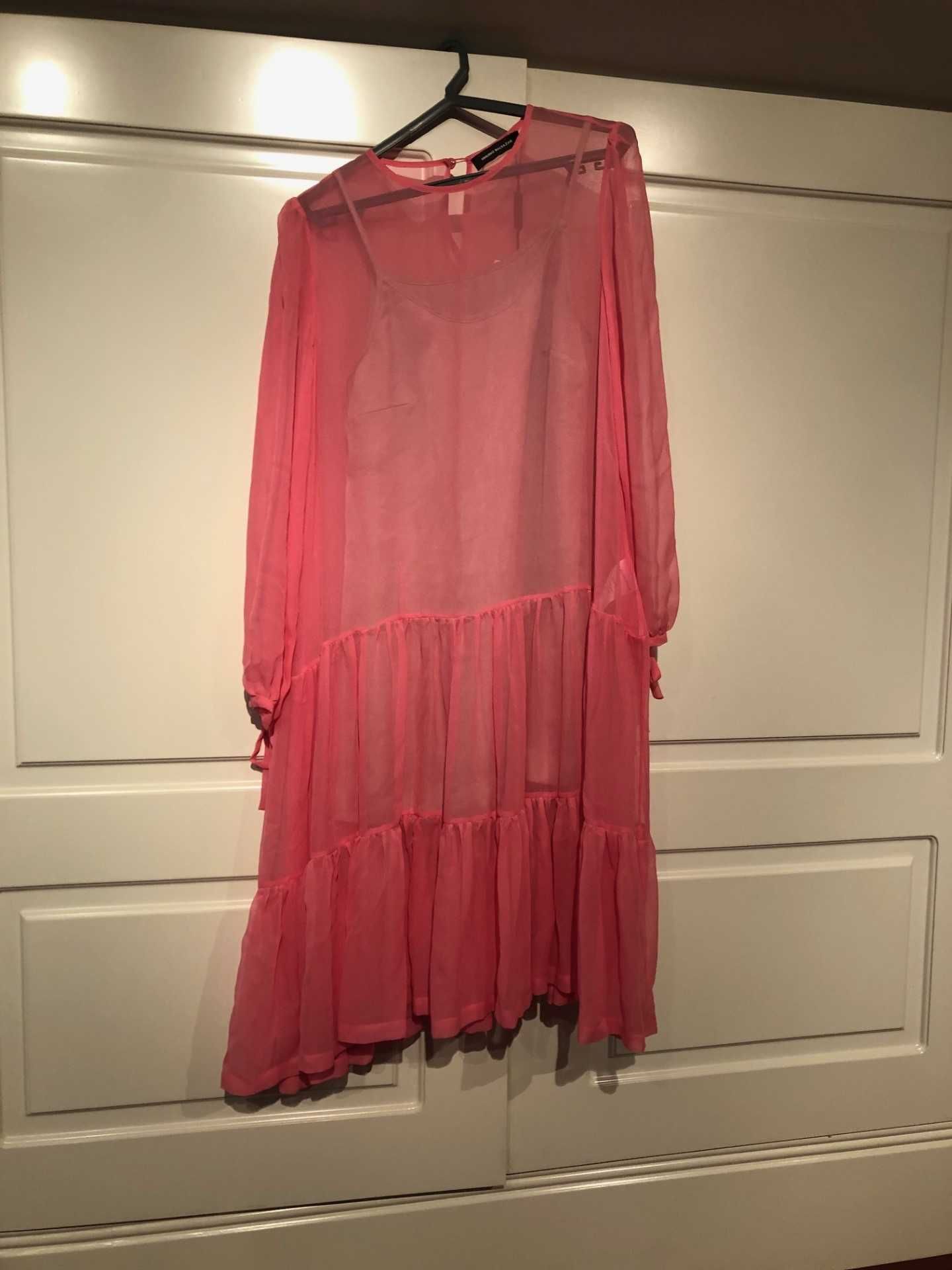 vestido rosa 100% seda muito bonito marca estilista NUNO BALTAZAR   xs