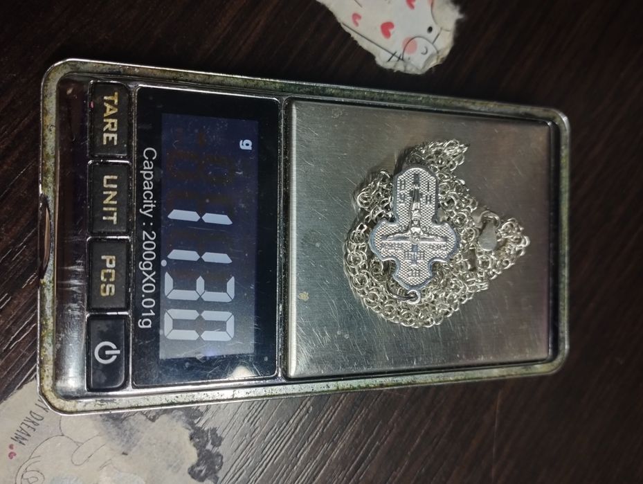 Серебряная цепочка с крестиком 45 см 11.3 грамма