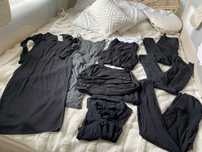 Zestaw 8 ciążowych ubrań legginsy spodnie sukienki Asos  H&M Mama L 40