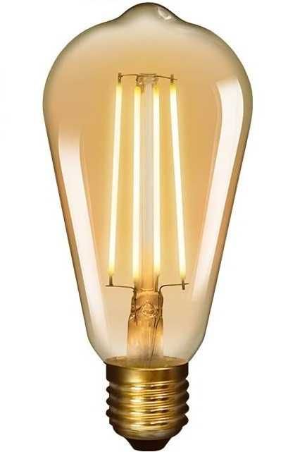 Żarówka LED FILAMENT Vintage Retro Edison ST64 2500k E27 6W Bursztyn