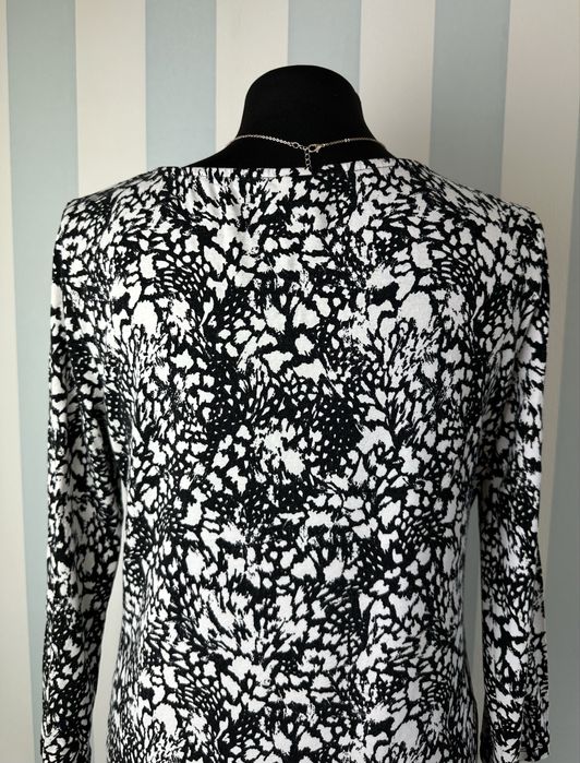 Wzorzysta elastyczna sukienka ciążowa na długi rękaw midi 38 M H&M