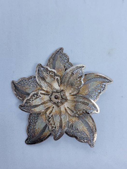 Брошь серебро  филигран