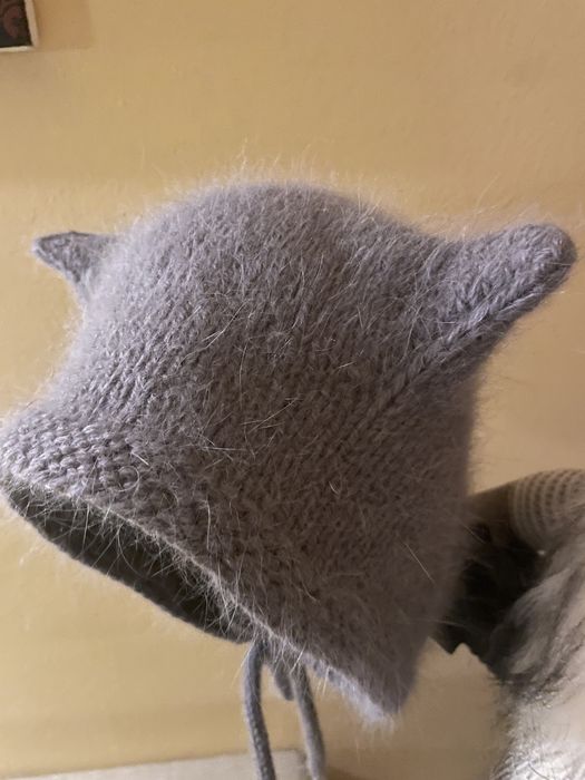 czapka z uszami kota bonetka dla dorosłych handmade puchata kotka