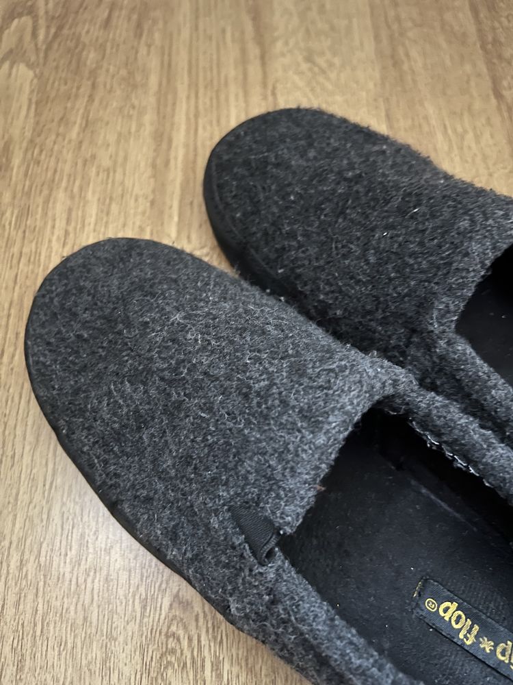 Buty kapcie ocieplane zimowe 39 flip flop filcowe wełniane