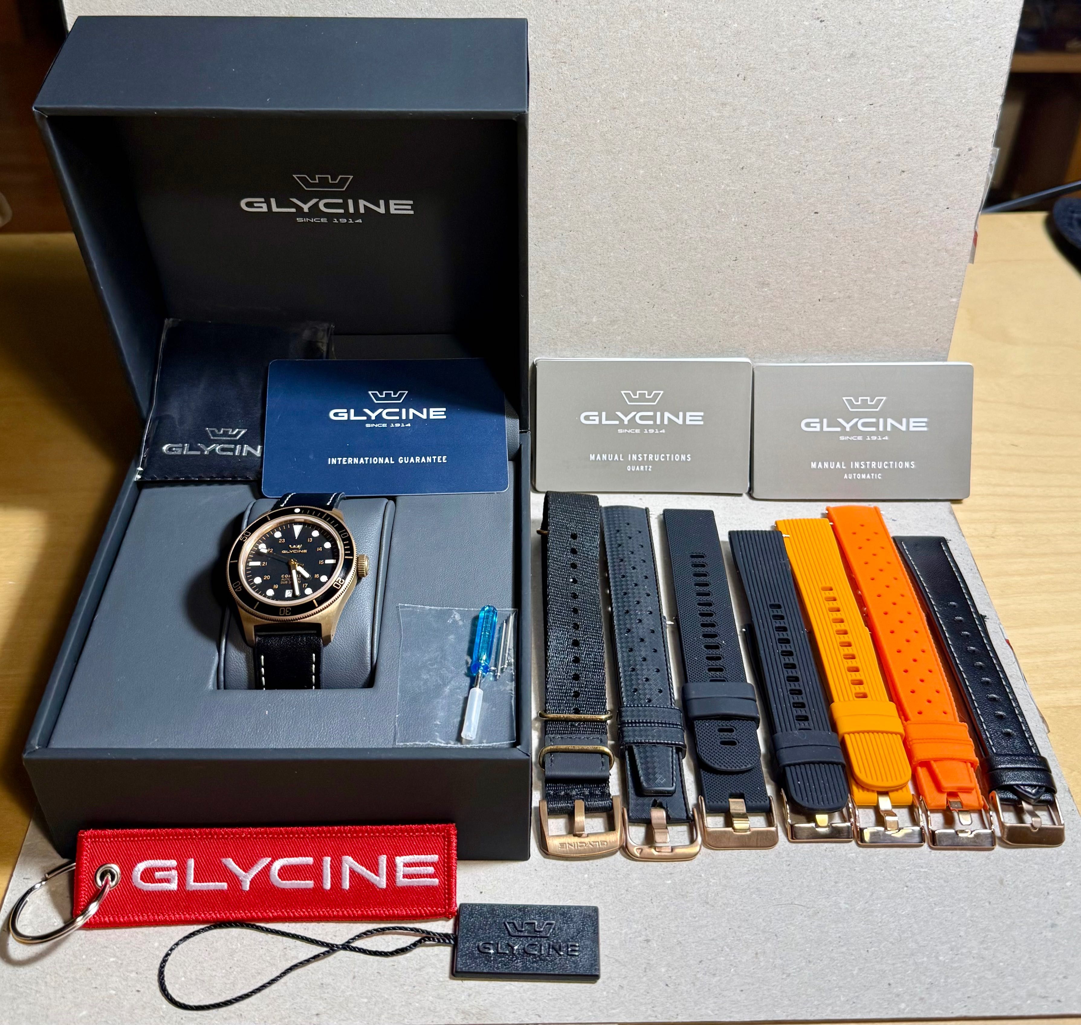zegarek automatyczny Glycine Combat Sub 39 Bronze, 8 pasków, WR300, SW