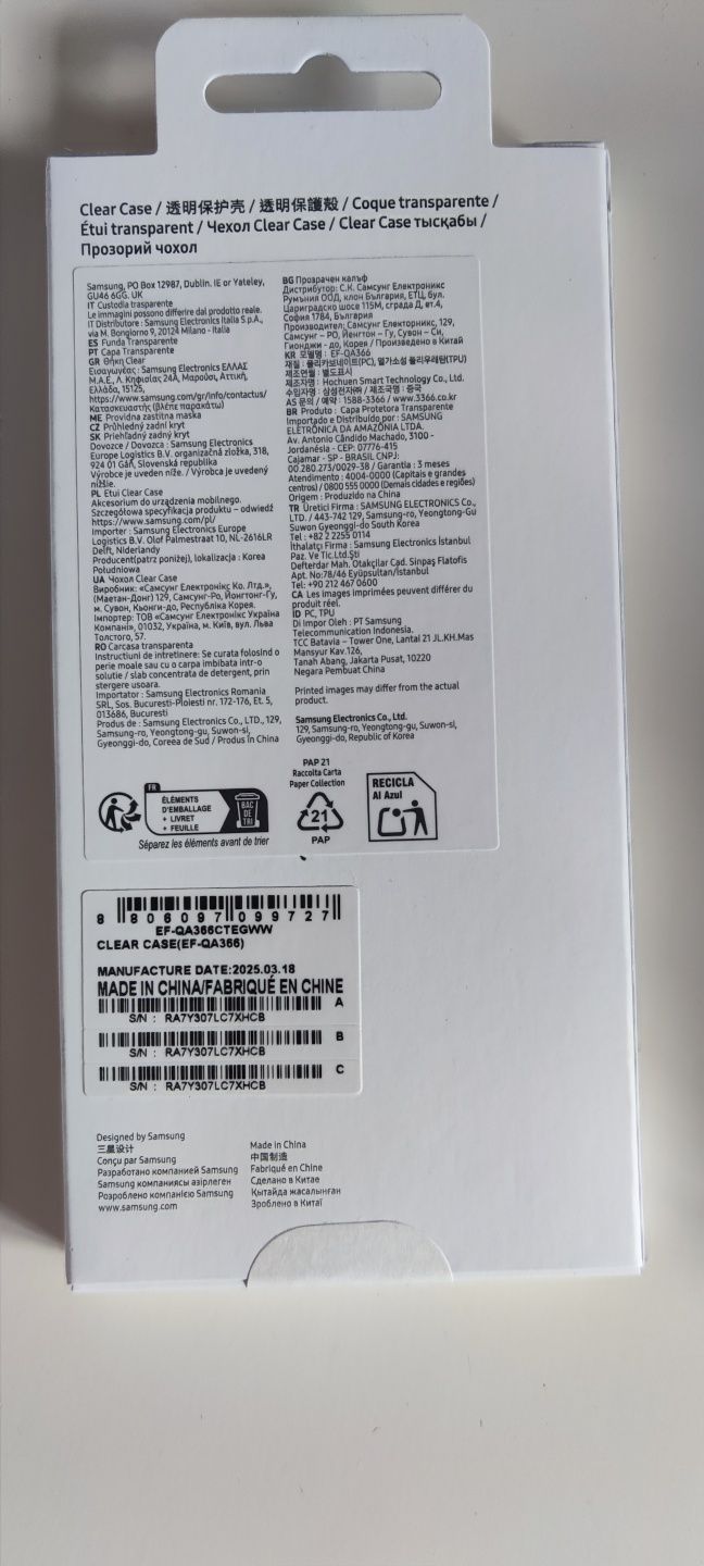 Capa Oficial Transparente Samsung A36 5G Nova
