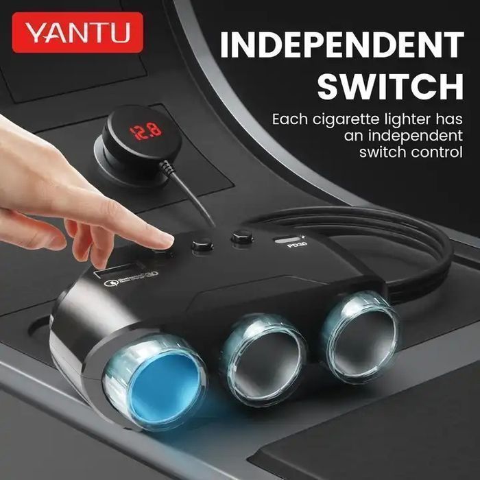 Rozdzielacz gniazda zapalniczki LM21 - 3 gniazda + USB + Typ C -