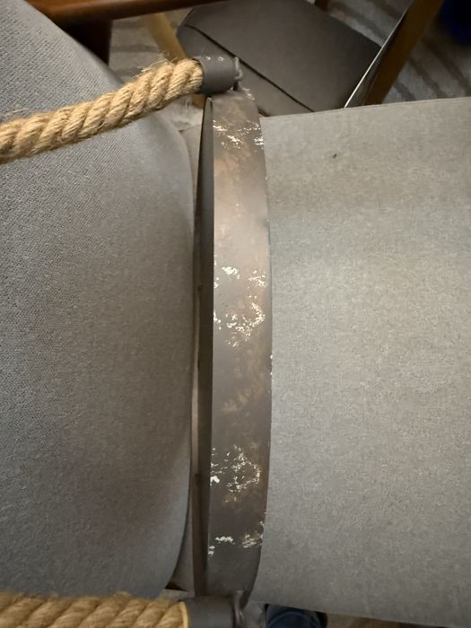Okrągłe lustro vintage metalowa rama sznur