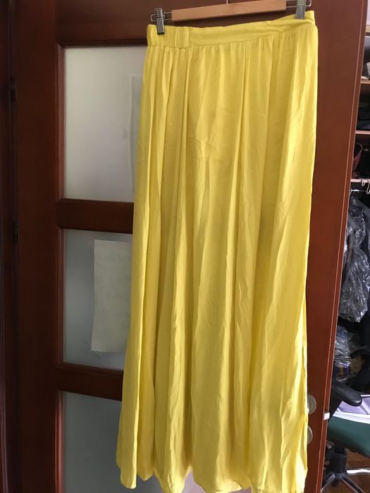zwiewna spódnica maxi żółta zara stan dobry